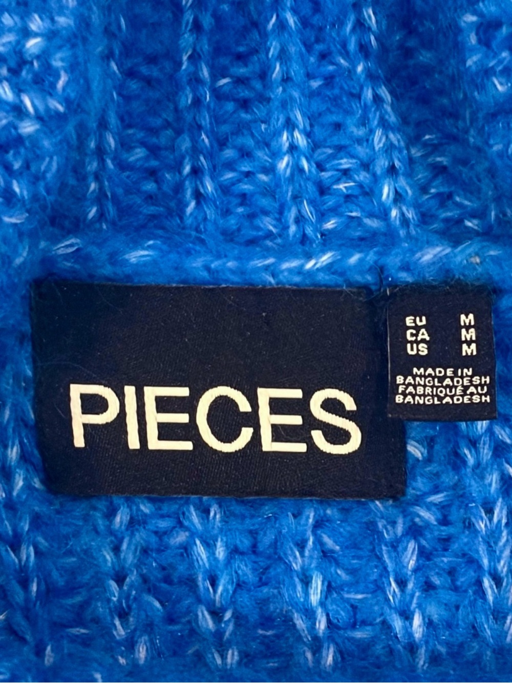 Anthropologie PIECES Electric Blue Chunky Knit Mock Neck Sweater Size M - Picture 8 of 10